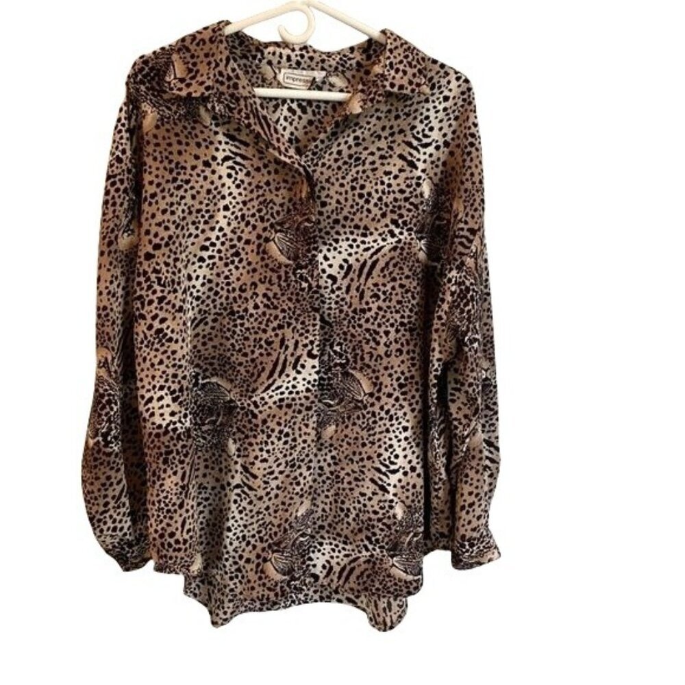 Animal Print Long Sleeve Plus Size Top Blouse Impressions of California